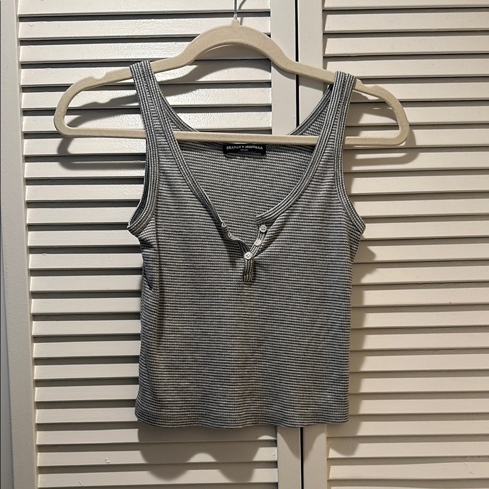Brandy Melville Gray Fitted Crop Tank Top